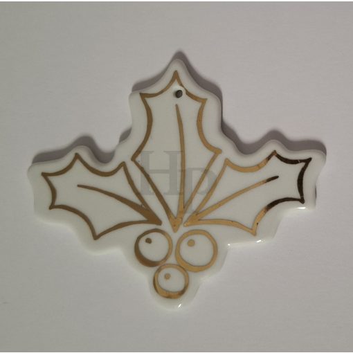 Hollóházi karácsonyfa dísz arany magyalág