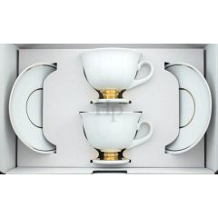 Hollóházi porcelán 102 tea duó, Arany csík 